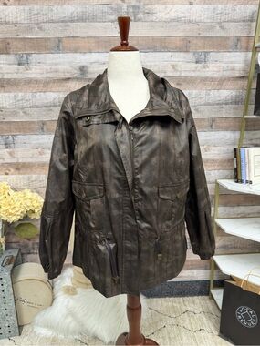 Chicos zenergy brown shimmer utility style jacket 2